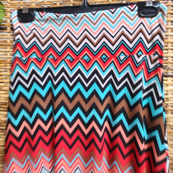Lock and Love Maxi Skirt Size L Fold Down Waist Southwestern Colors Turquoise - Picture 3 of 5
